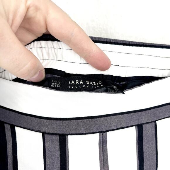 Zara Stripe White High Waisted Pull On Jogger Size Medium - Picture 4 of 6